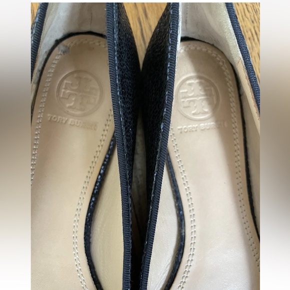 Tory Burch Vanessa pointed toe Ballet Flats, Rhinestone bow, Navy, US Size 7 - Picture 4 of 5